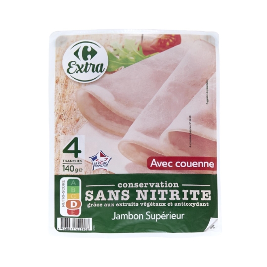 Jambon Avec Couenne Sans Nitrite CARREFOUR EXTRA