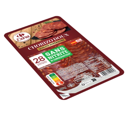 Chorizo doux, qualité supérieure et sans nitrite ni conservateur CARREFOUR EXTRA
