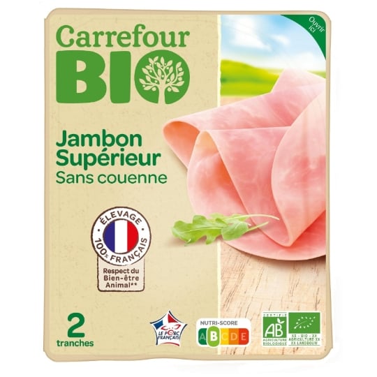 Jambon supérieur, sans couenne et bio CARREFOUR BIO