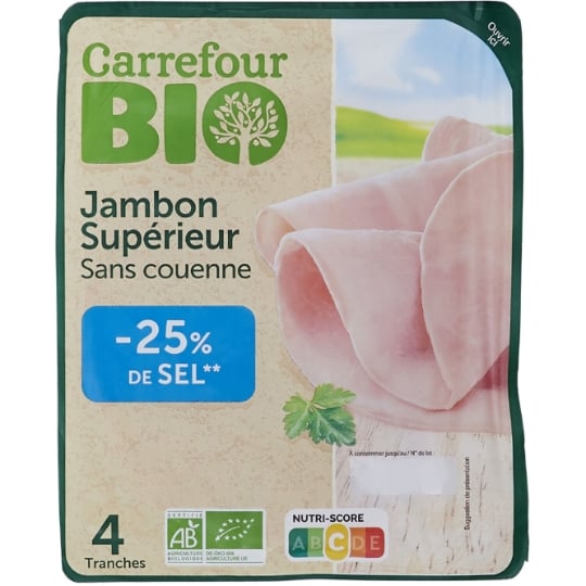 Jambon Sans Couenne Sel Réduit CARREFOUR BIO