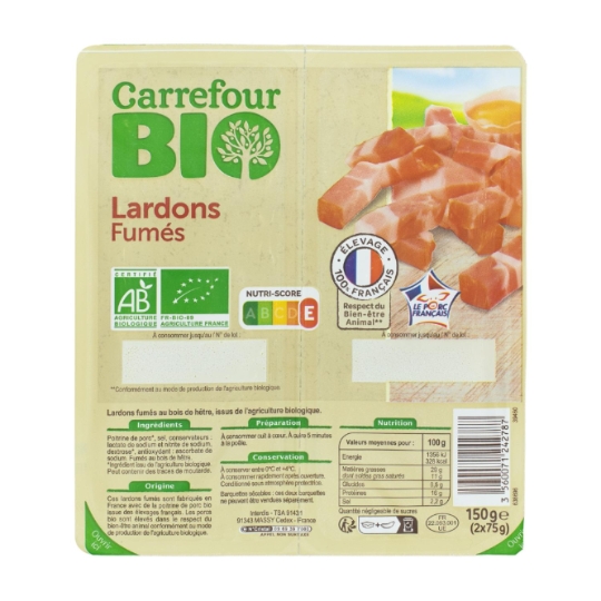 Lardons fumés et bio CARREFOUR BIO
