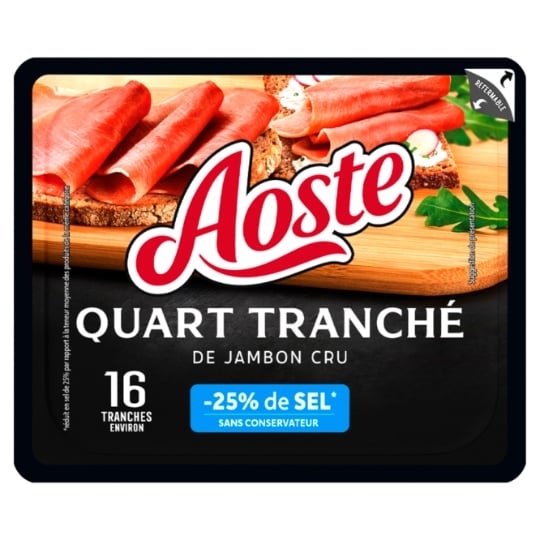 Jambon Cru Quart Tranché Réduit en Sel AOSTE