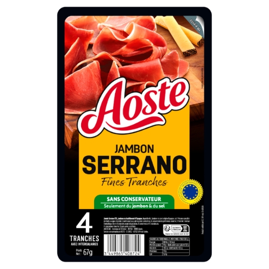 Jambon Cru Fines Tranches Serrano AOSTE