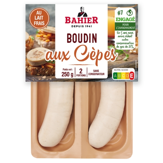 Boudin Blanc aux Cèpes, au lait Frais, Sans Conservateur BAHIER