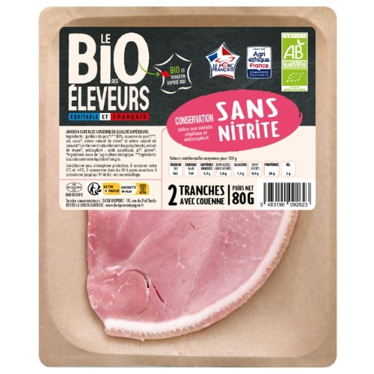 Jambon Cuit Avec Couenne Bio Sans Nitrite BONJOUR CAMPAGNE