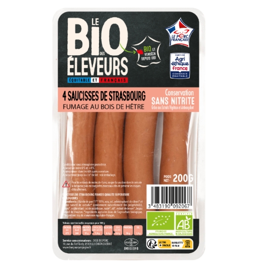 Saucisse de Strasbourg conservation sans nitrite  BONJOUR CAMPAGNE