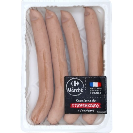 Saucisses Strasbourg à l'ancienne CARREFOUR LE MARCHE