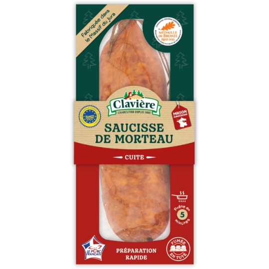 Saucisse de Morteau fumée cuite CLAVIERE