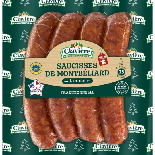 Saucisse IGP de Montbéliard à Cuire Traditionnelle Fumées en Tuyé CLAVIERE