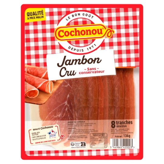 Jambon Cru Cru en Tranches COCHONOU