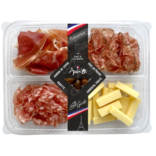 Assortiment Apéro Cocorico Jambon Pavé Rosette et Emmental CORTE DEL GUSTO