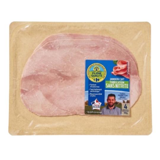 Jambon Cuit sans Nitrite sans Antibiotiques FILIERE QUALITE CARREFOUR