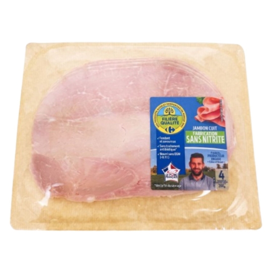 Jambon Cuit sans Nitrite FILIERE QUALITE CARREFOUR