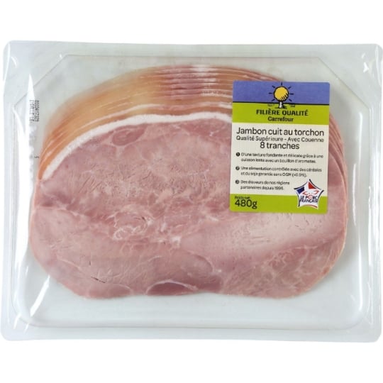 Jambon au Torchon avec Couenne FILIERE QUALITE CARREFOUR