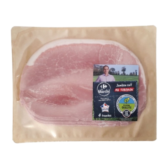 Jambon Cuit Supérieur avec Couenne FILIERE QUALITE CARREFOUR