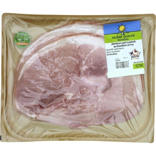 Jambon Cuit à l'Os avec Couenne FILIERE QUALITE CARREFOUR