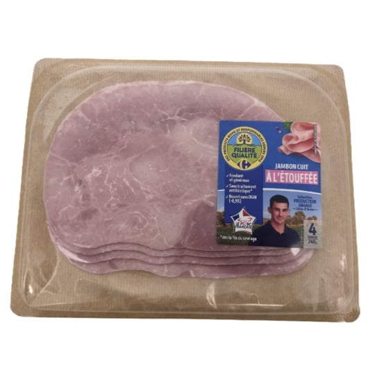 Jambon Cuit à l'Etouffée Découenné FILIERE QUALITE CARREFOUR