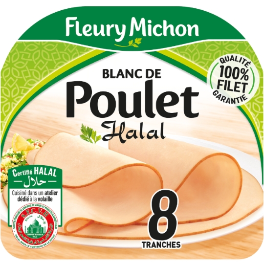 Blanc de poulet tranches fines halal FLEURY MICHON