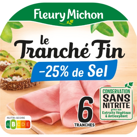 Jambon le Tranché Fin dégustation réduit en sel conservation sans nitrite FLEURY MICHON