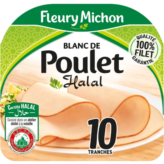 Blanc de poulet tranches fines halal FLEURY MICHON