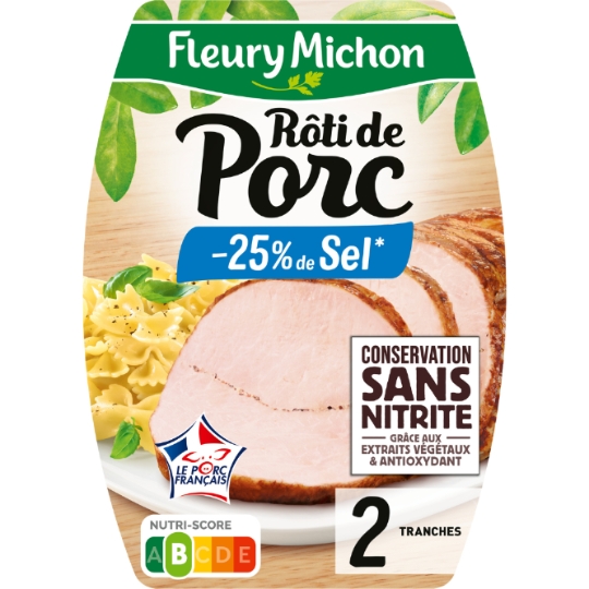 Rôti de porc réduit en sel conservation sans nitrite FLEURY MICHON