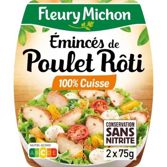 Emincés de poulet rôti conservation sans nitrite FLEURY MICHON