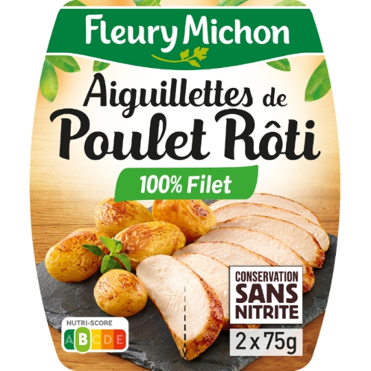 Aiguillettes de poulet rôti conservation sans nitrite FLEURY MICHON