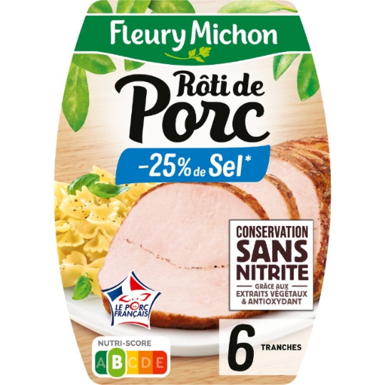 Rôti de porc réduit en sel conservation sans nitrite FLEURY MICHON