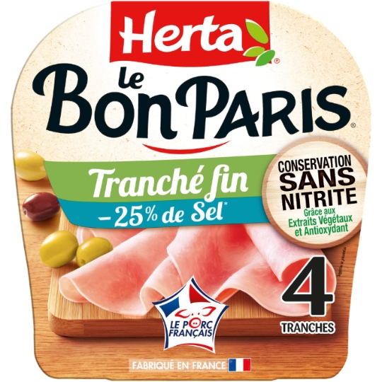 Jambon Tranché Fin Sel Réduit Sans Nitrite - Le Bon Paris HERTA