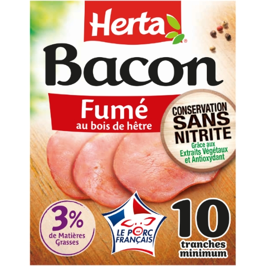 Bacon Fumé Sans Nitrite En Tranches HERTA