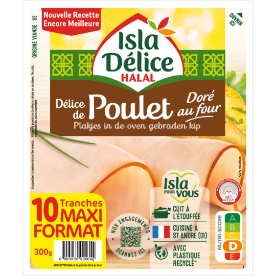 Blanc de poulet Halal Dore Au Four 10Tr 300g ISLA DELICE
