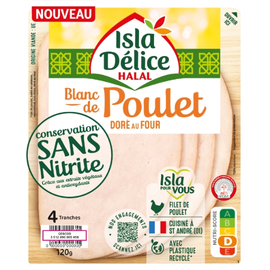 Blanc de Poulet Doré au Four Sans Nitrite Halal ISLA DELICE