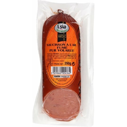 Saucisson halal à l'ail fumé pur volaille ISLA MONDIAL