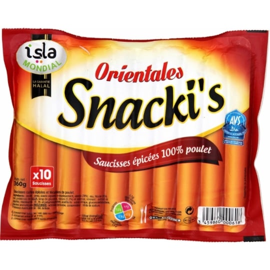 Saucisses halal Snacki's orientales ISLA MONDIAL