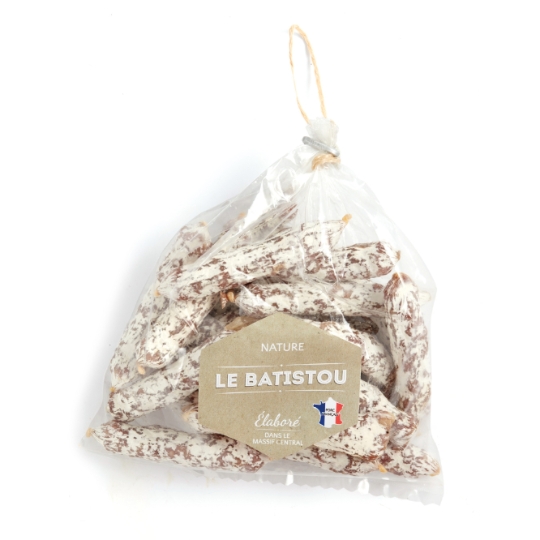 Saucisson Sec Nature, Élaborés Dans le Massif Central, Porc Français LE BATISTOU