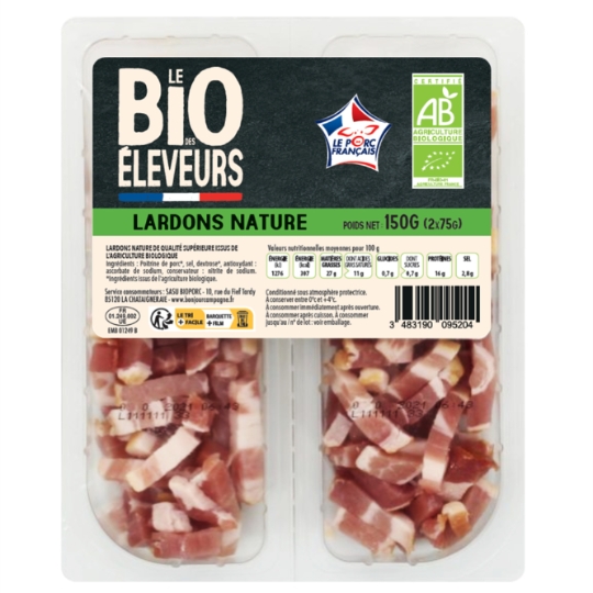 Lardons Nature Bio LE BIO DES ELEVEURS