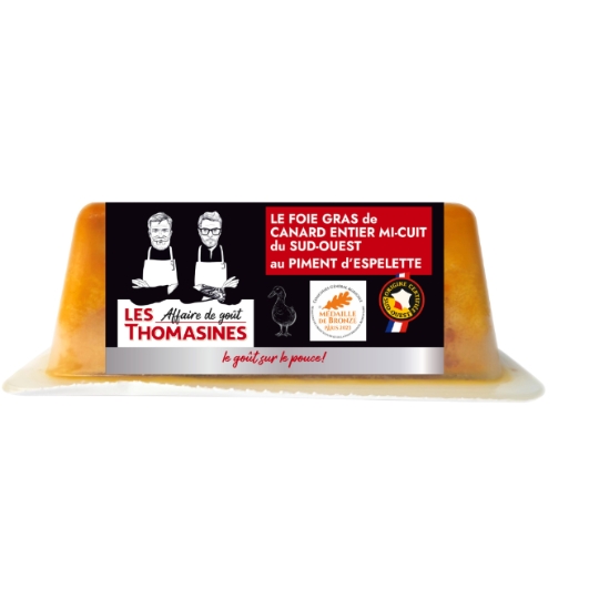 Foie Gras de Canard Entier Mi-Cuit du Sud-Ouest au Piment d'Espelette LES THOMASINES