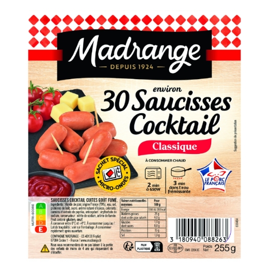 Saucisses Cocktail Cuites Goût Fumé Classique MADRANGE