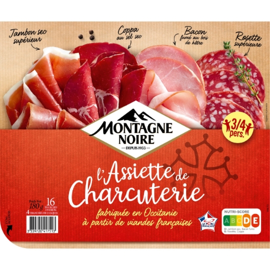 Assortiment de Charcuterie Jambon Sec, Coppa, Bacon et Rosette MONTAGNE NOIRE