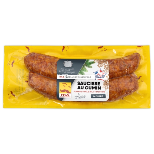 Saucisses fumées au cumin MORTEAU SAUCISSE