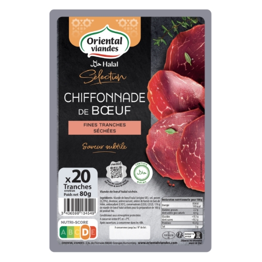 Chiffonnade de boeuf séché halal  ORIENTAL VIANDES