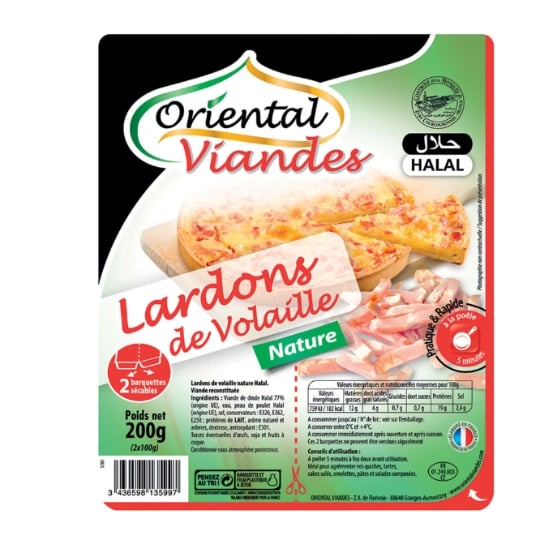 Lardons de volaille  nature Halal ORIENTAL VIANDES