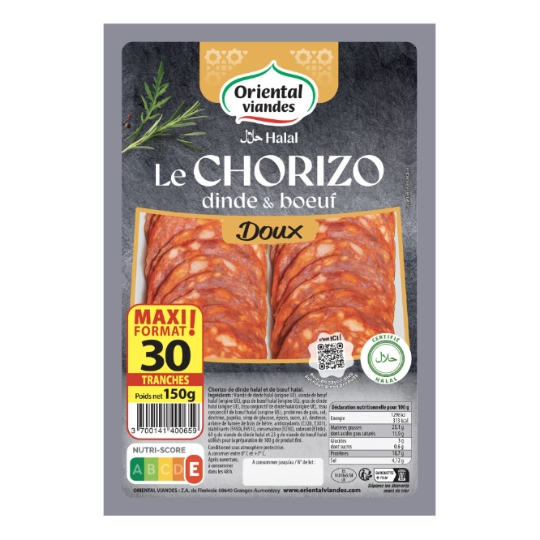 Chorizo bœuf et volaille Halal  ORIENTAL VIANDES