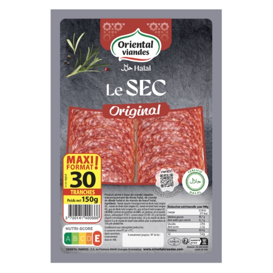 Saucisson sec nature volaille et bœuf Halal ORIENTAL VIANDES
