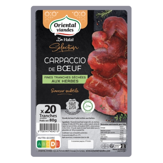 Carpaccio de bœuf  aux herbes Halal ORIENTAL VIANDES