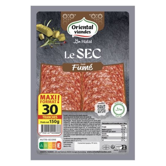 Saucisson Le Sec Goût Fumé Halal ORIENTAL VIANDES