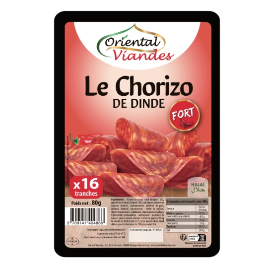 Chorizo de Dinde Piquant Fort Halal ORIENTAL VIANDES