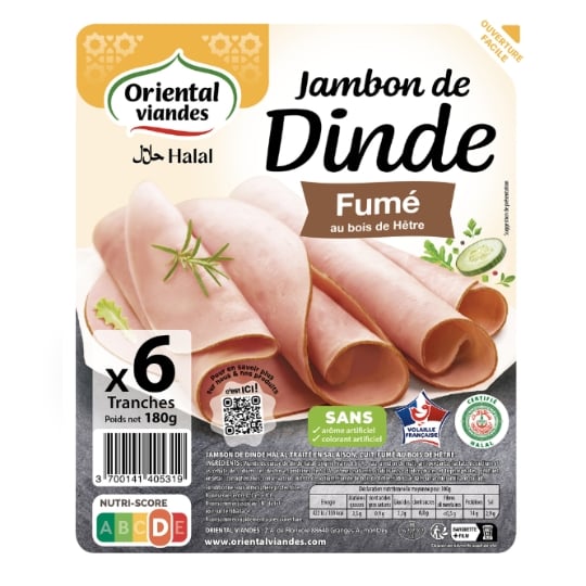 Jambon de Dinde Fumé au Bois de Hêtre Halal ORIENTAL VIANDES