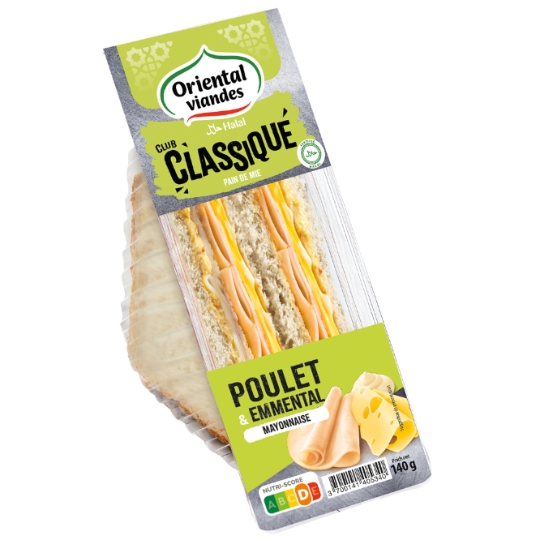 Sandwich Club Poulet Emmental Mayonnaise Halal Pain de Mie ORIENTAL VIANDES