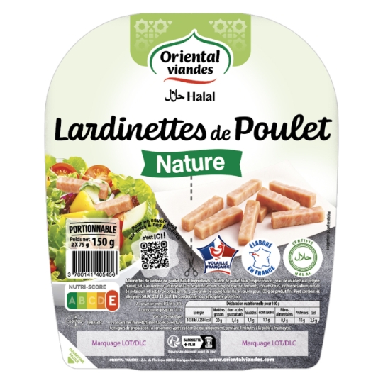 Lardinettes de Poulet Nature Halal ORIENTAL VIANDES